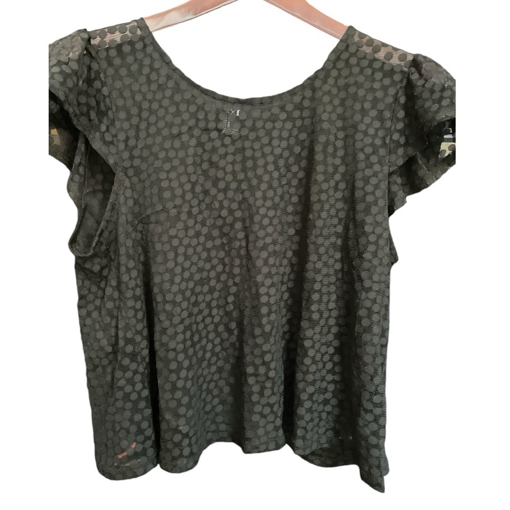 ⚡️ Forever 21 Black Polka Dot Sheer Top Blouse ~ Size  M ⚡️